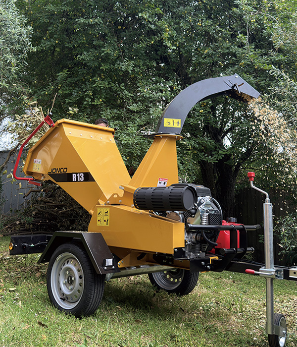 a wood chipper is in use